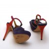 YSL PURPLE BLUE SUEDE SANDALS WITH RED HEEL 37,5